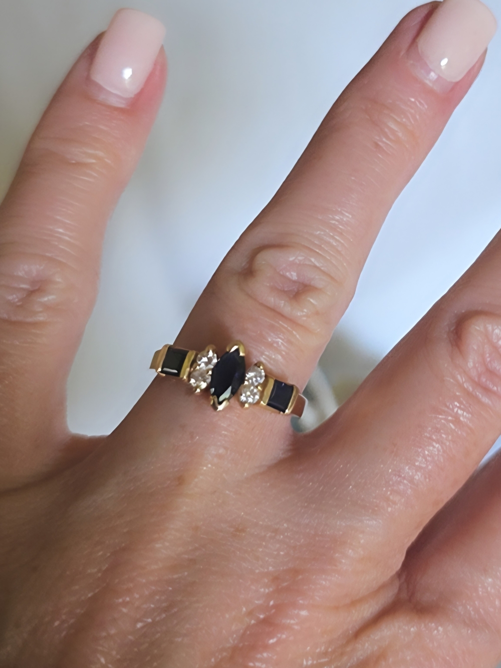Vintage Effy 14k Gold Ring with Natural  Blue Sapphire and Diamonds Sz 6.5 - Picture 8 of 8